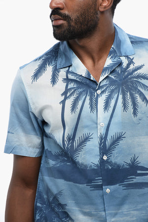 Short-Sleeved Shirt with Palm Print