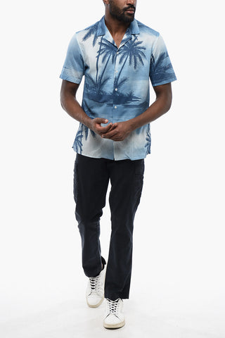 Short-Sleeved Shirt with Palm Print