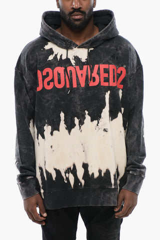 Bleached Effect Brushed Cotton Hoodie