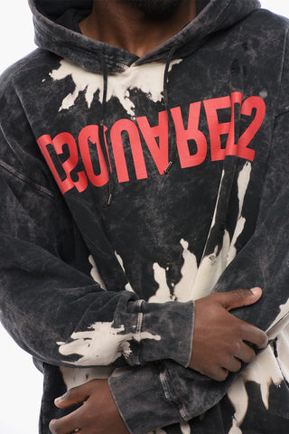 Bleached Effect Brushed Cotton Hoodie