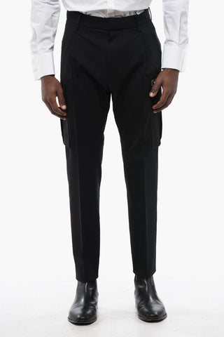 Pantaloni Cargo in Lana Vergine a 1 Pince