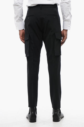 Pantaloni Cargo in Lana Vergine a 1 Pince