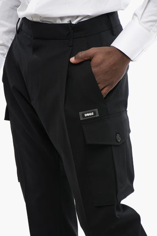 Pantaloni Cargo in Lana Vergine a 1 Pince