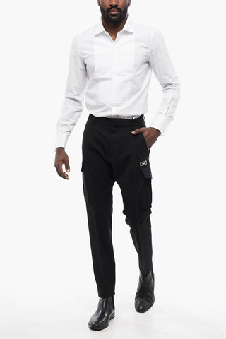Pantaloni Cargo in Lana Vergine a 1 Pince