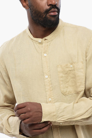 Korean Neckline Linen Shirt
