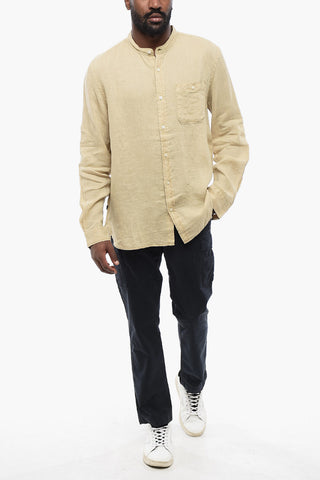 Korean Neckline Linen Shirt