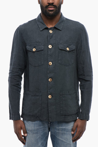 Overshirt DERBY aus Leinen mit aufgesetzten Taschen