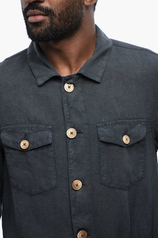 Overshirt DERBY aus Leinen mit aufgesetzten Taschen
