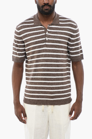 Polo in Lino con Fantasia a Righe