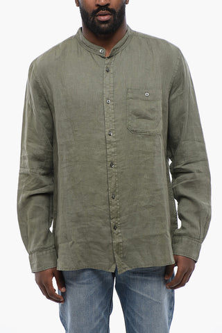 Korean Neckline Linen Shirt