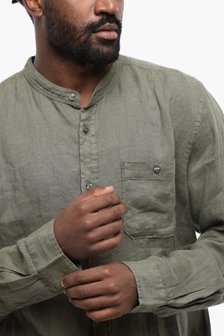 Korean Neckline Linen Shirt