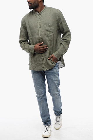 Korean Neckline Linen Shirt