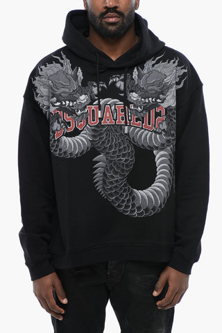 Dragon Print Brushed Cotton Hoodie