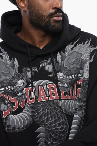 Dragon Print Brushed Cotton Hoodie