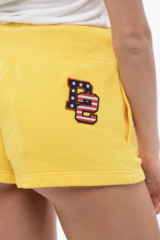 Shorts in Cotone Garzato con Logo in Applicazione