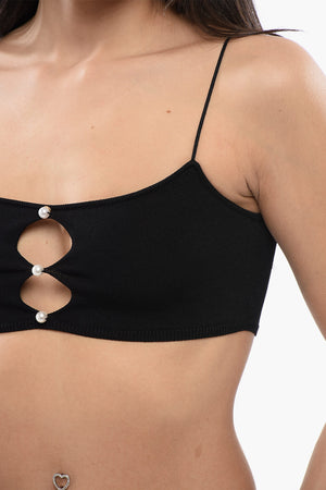 Bra-Top mit Cut-outs und Perlen