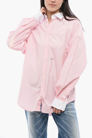 Oversized MAXI Shirt with Contrasting Collar and Cuffs