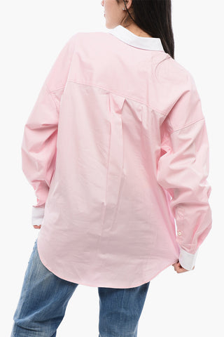 Oversized MAXI Shirt with Contrasting Collar and Cuffs