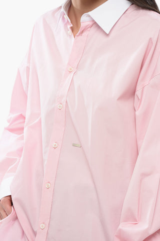 Oversized MAXI Shirt with Contrasting Collar and Cuffs