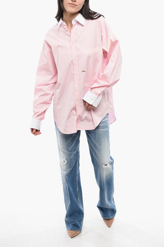 Oversized MAXI Shirt with Contrasting Collar and Cuffs