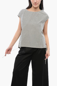 Blusa in Cotone a Righe Awning con Coulisse sul Fondo