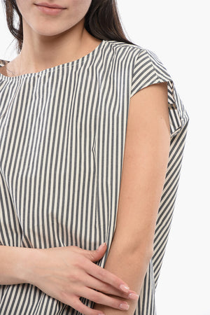 Blusa in Cotone a Righe Awning con Coulisse sul Fondo