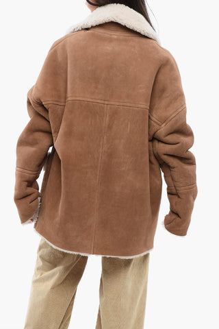 3-Knopf-Shearling-Mantel mit aufgesetzten Taschen