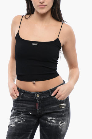 Crop-Top GOTHIC LOGO aus Strick