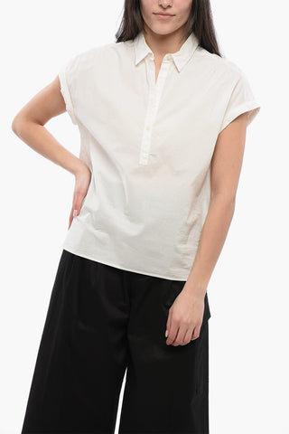 Sleeveless Cotton Polo Blouse
