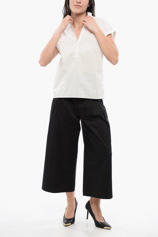 Sleeveless Cotton Polo Blouse