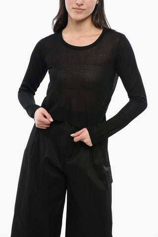 Maglia Crop Girocollo Cropped Fit in Misto Viscosa