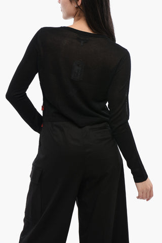 Maglia Crop Girocollo Cropped Fit in Misto Viscosa