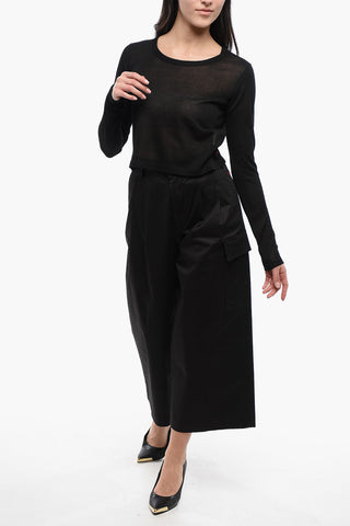 Maglia Crop Girocollo Cropped Fit in Misto Viscosa