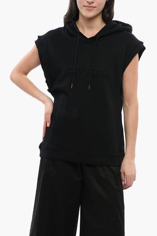 Sleeveless Hoodie with Embroidered Logo