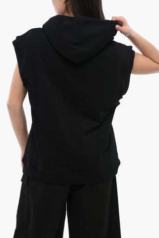 Sleeveless Hoodie with Embroidered Logo