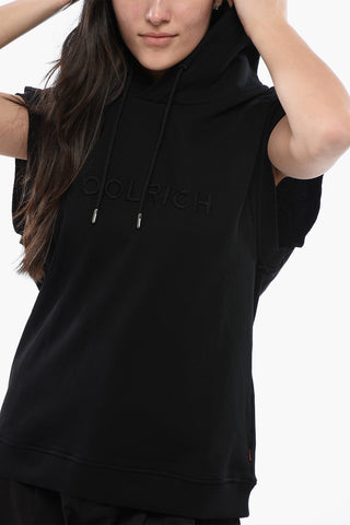 Sleeveless Hoodie with Embroidered Logo