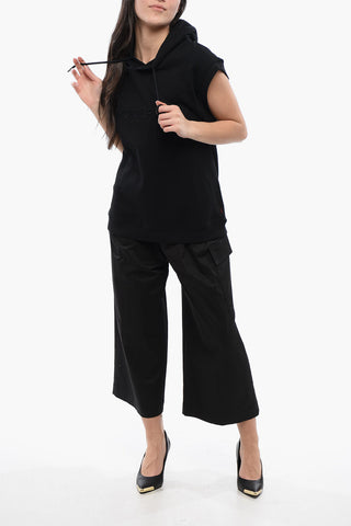 Sleeveless Hoodie with Embroidered Logo