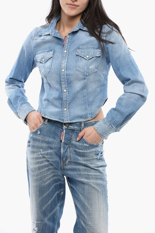 Light Wash Denim Crop Shirt