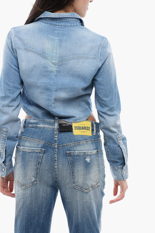 Light Wash Denim Crop Shirt