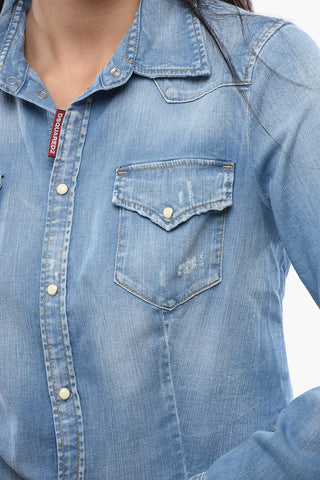 Light Wash Denim Crop Shirt
