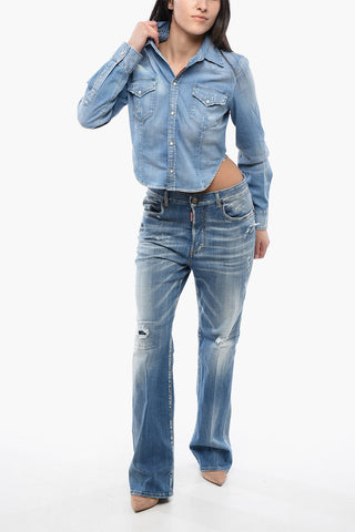 Light Wash Denim Crop Shirt