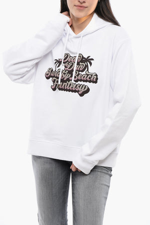 Felpa Hoodie SWEATY BEACH con Stampa Glitterata