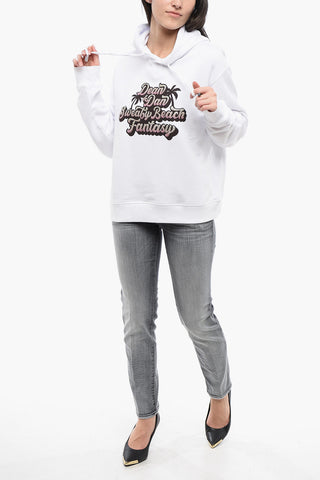 Felpa Hoodie SWEATY BEACH con Stampa Glitterata
