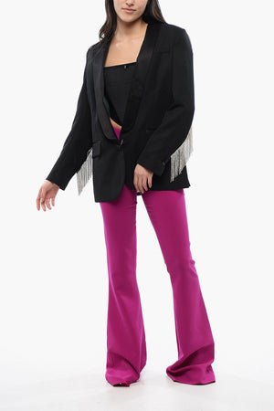 Wool-Blend Blazer CRYSTAL FRINGED with Shawl Lapel
