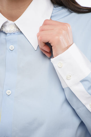 Popeline LOVER Shirt with Jeweled Brooch
