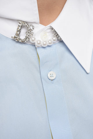 Popeline LOVER Shirt with Jeweled Brooch