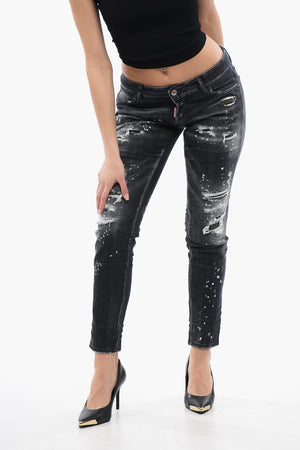 Jennifer-Fit-Jeans aus Distressed-Denim 14cm