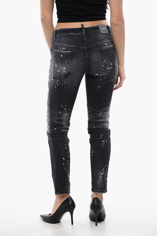 Jennifer-Fit-Jeans aus Distressed-Denim 14cm