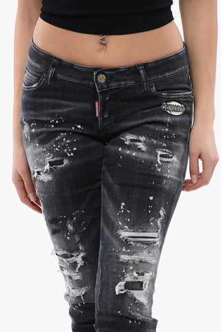 Jennifer-Fit-Jeans aus Distressed-Denim 14cm