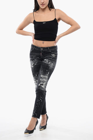 Jennifer-Fit-Jeans aus Distressed-Denim 14cm
